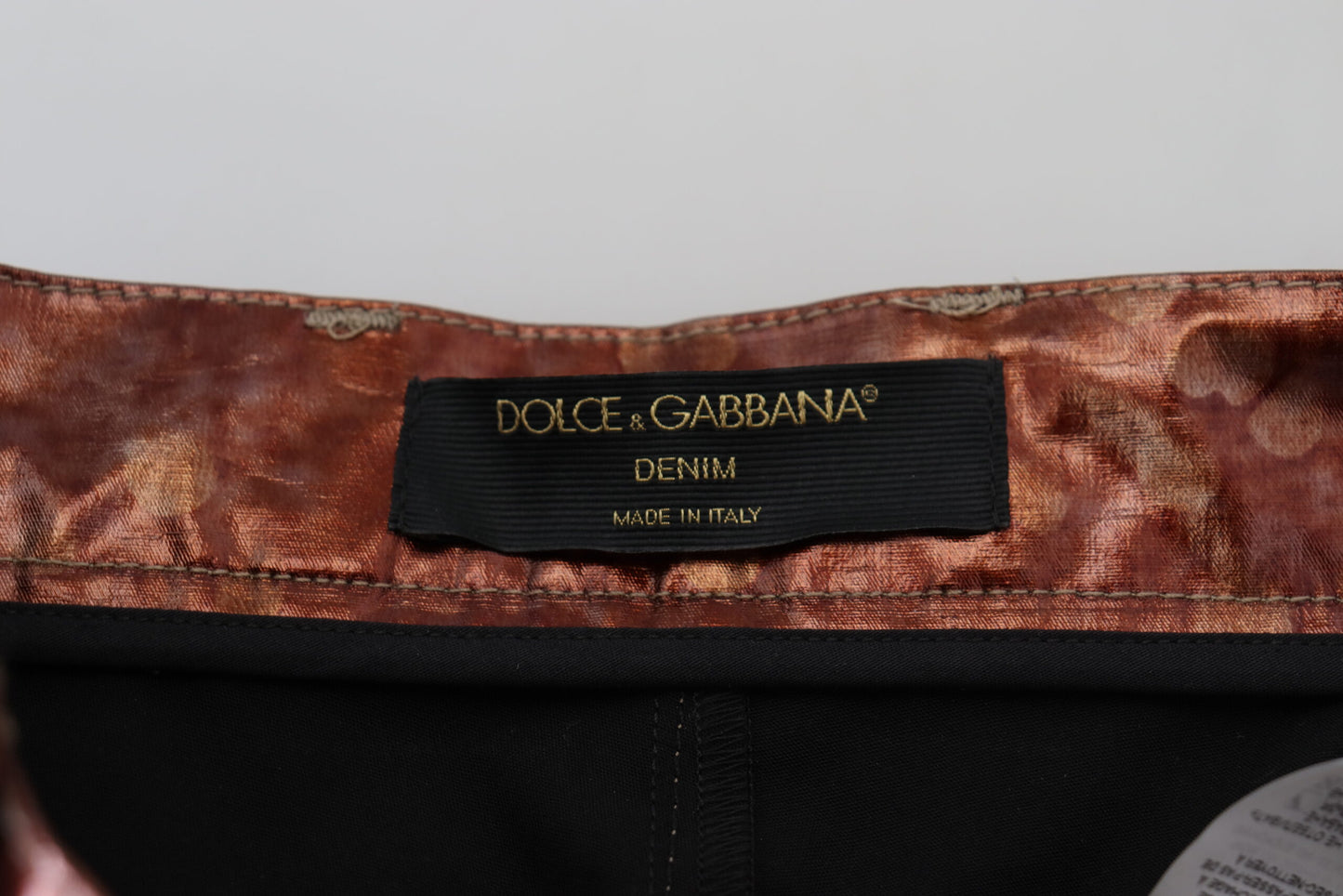 Dolce & Gabbana High Waist Skinny Jeans in Metallic Bronze Dolce & Gabbana