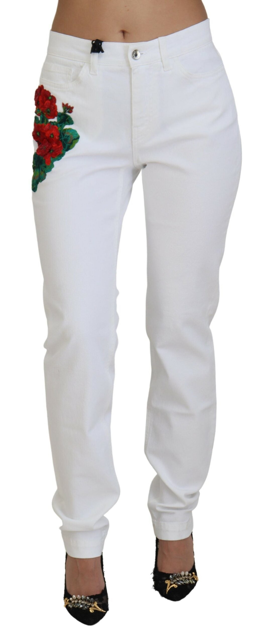 Dolce & Gabbana Elegant White Mid Waist Skinny Jeans Dolce & Gabbana