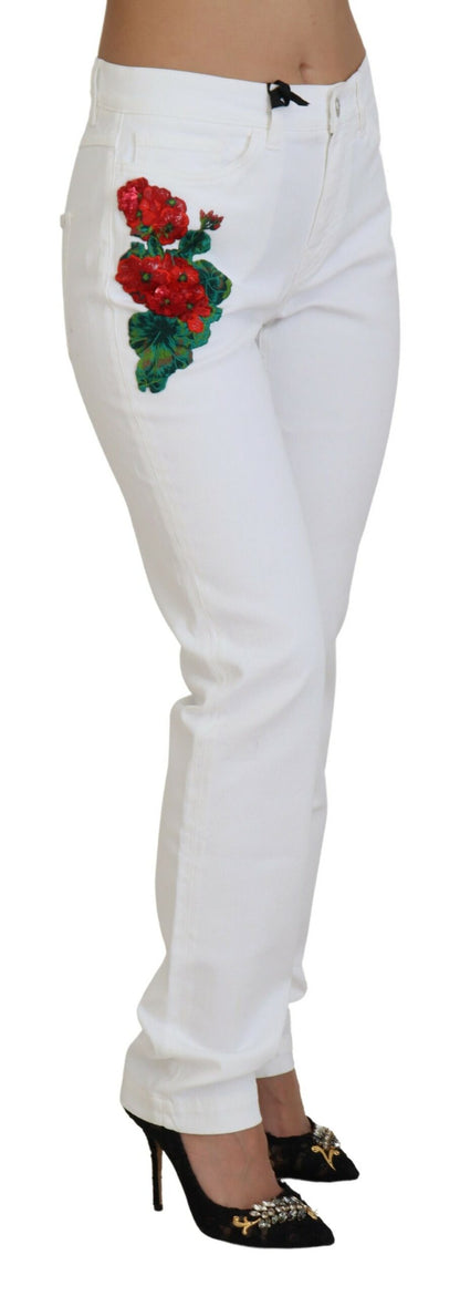 Dolce & Gabbana Elegant White Mid Waist Skinny Jeans Dolce & Gabbana