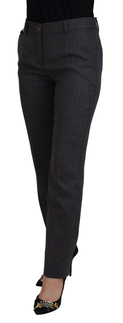 Dolce & Gabbana Elegant Gray Striped Tapered Pants Dolce & Gabbana