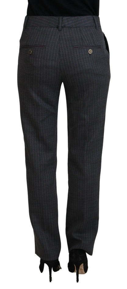 Dolce & Gabbana Elegant Gray Striped Tapered Pants Dolce & Gabbana