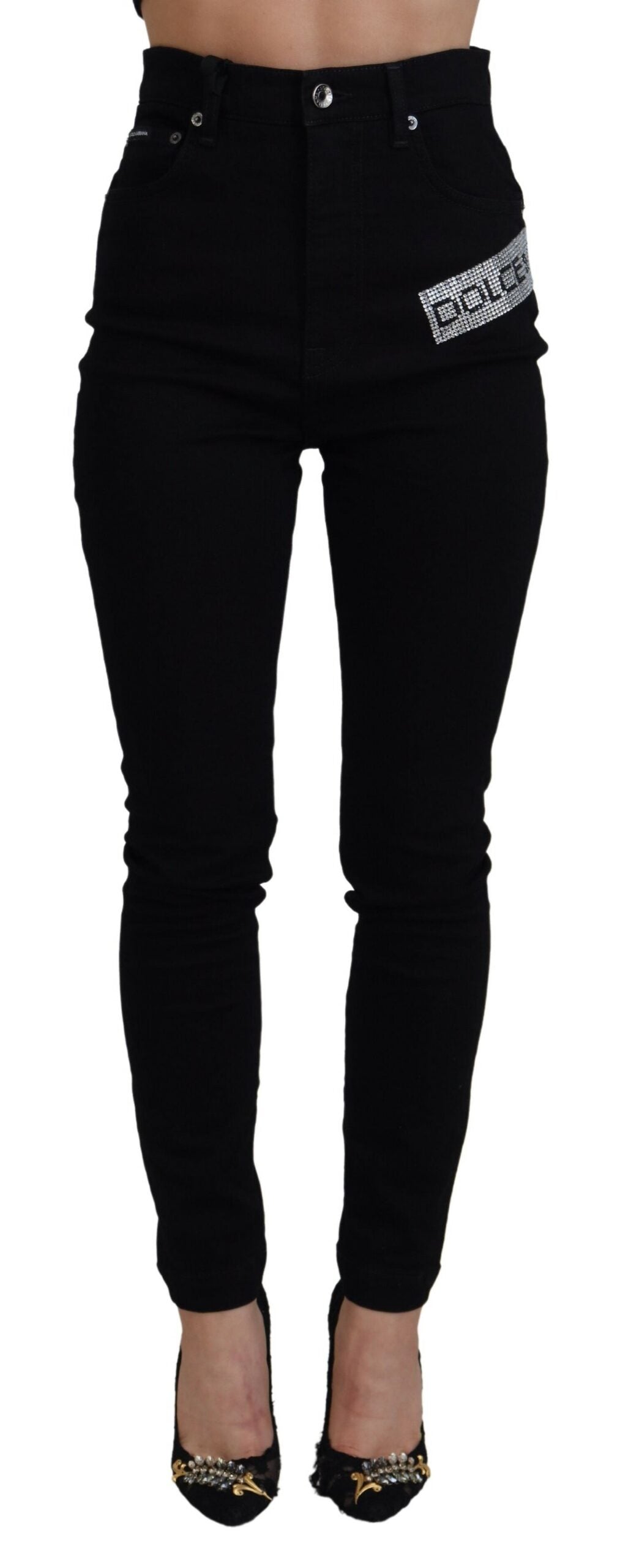 Dolce & Gabbana Chic High Waist Slim Fit Black Jeans Dolce & Gabbana