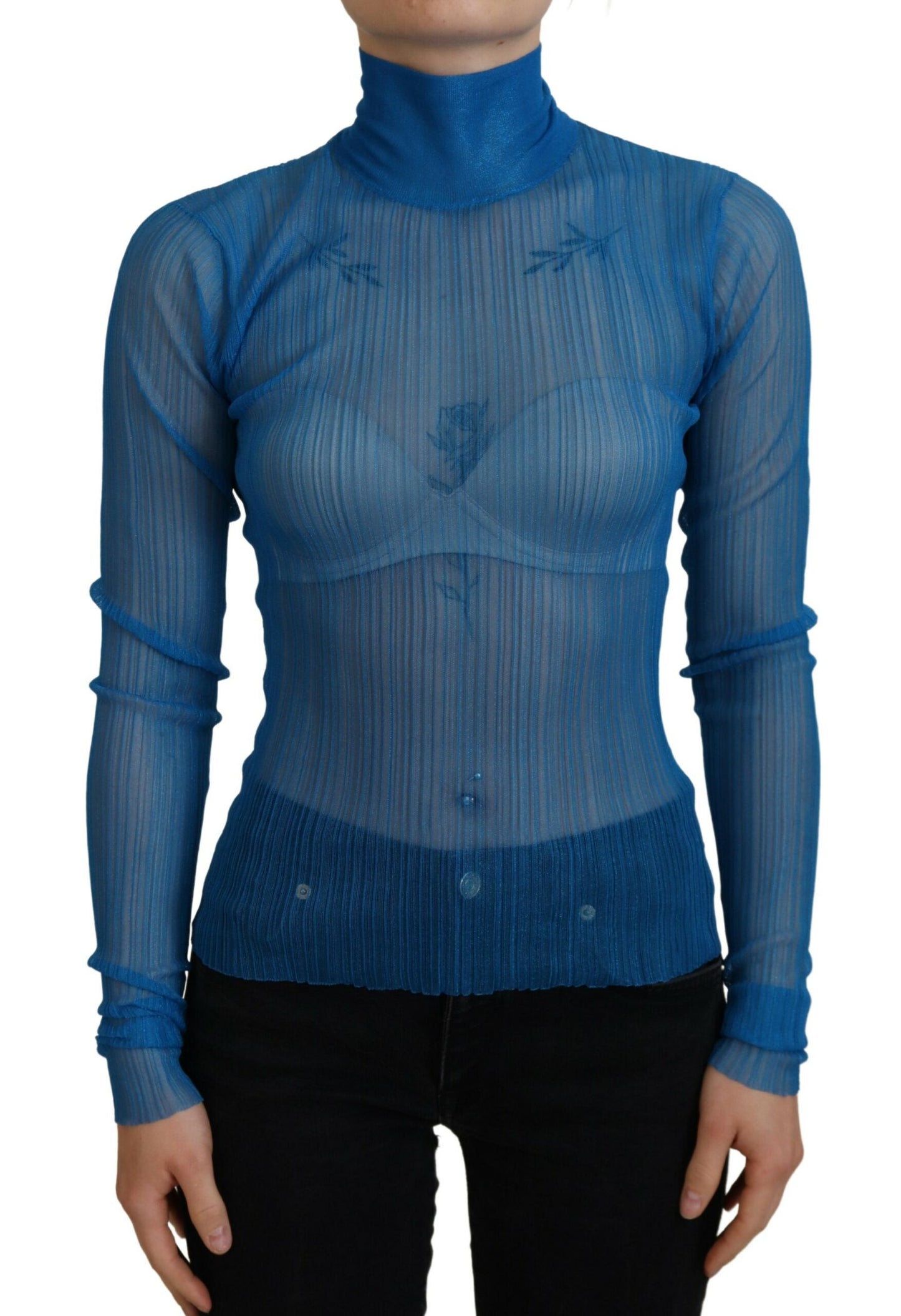 Dolce & Gabbana Elegant Blue Mesh Blouse Top Dolce & Gabbana