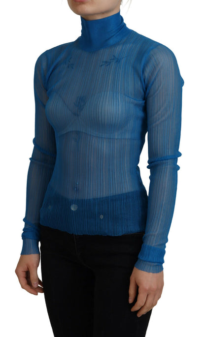 Dolce & Gabbana Elegant Blue Mesh Blouse Top Dolce & Gabbana