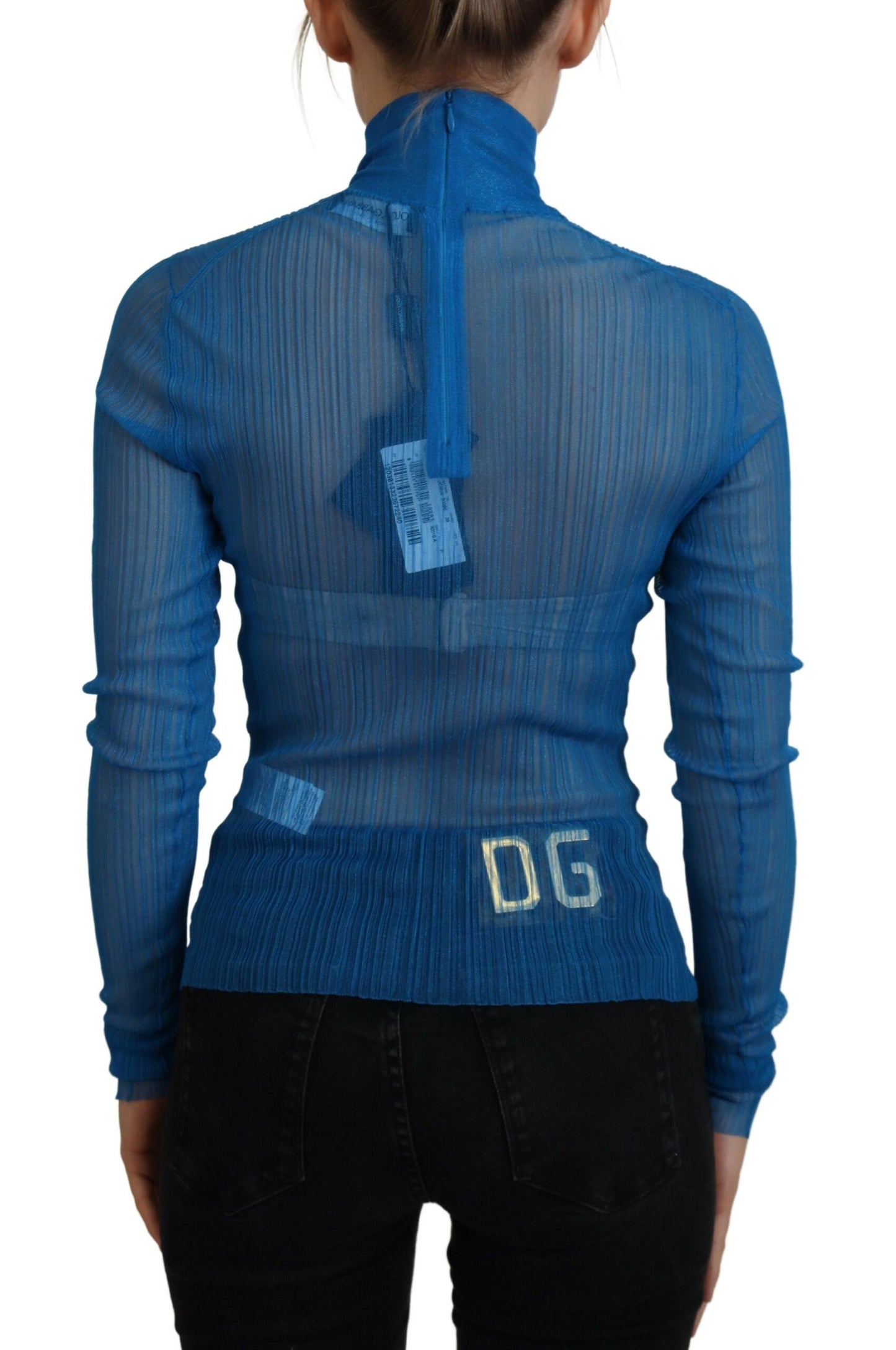 Dolce & Gabbana Elegant Blue Mesh Blouse Top Dolce & Gabbana