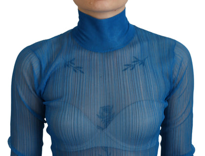 Dolce & Gabbana Elegant Blue Mesh Blouse Top Dolce & Gabbana