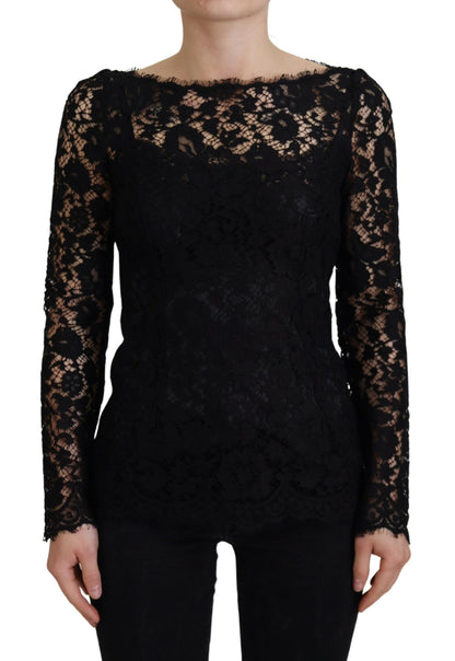 Dolce & Gabbana Elegant Floral Lace Long Sleeve Top Dolce & Gabbana