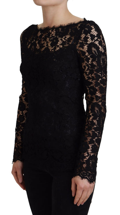 Dolce & Gabbana Elegant Floral Lace Long Sleeve Top Dolce & Gabbana