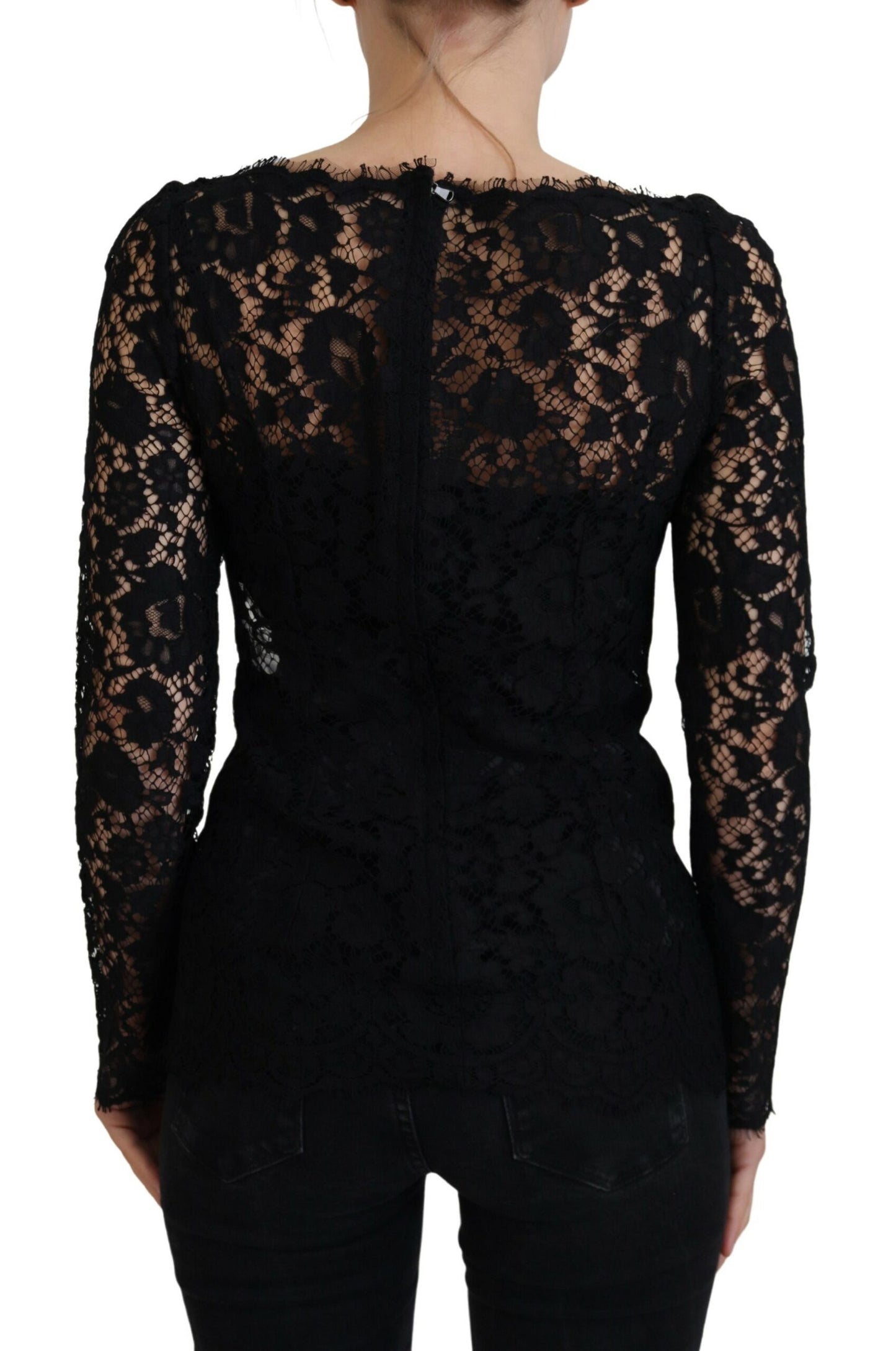 Dolce & Gabbana Elegant Floral Lace Long Sleeve Top Dolce & Gabbana