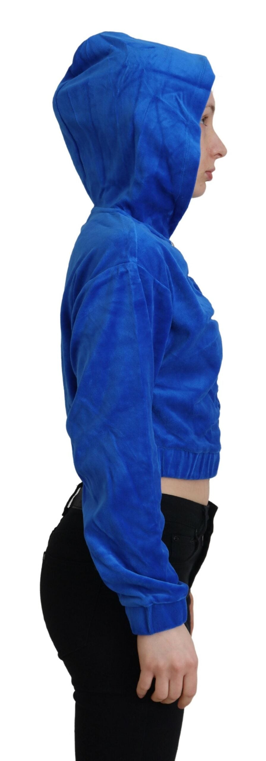 Juicy Couture Glam Hooded Zip Cropped Sweater in Blue Juicy Couture