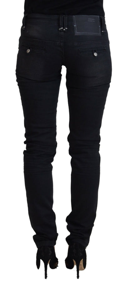 Acht Sleek Black Washed Low Waist Skinny Jeans Acht