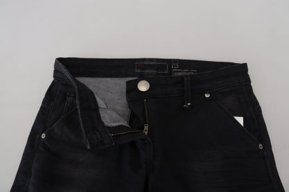 Acht Sleek Black Washed Low Waist Skinny Jeans Acht