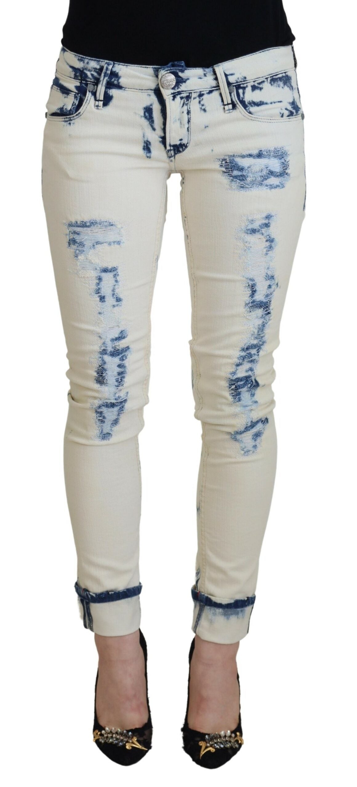 Acht Chic Low Waist Tattered Skinny Jeans Acht