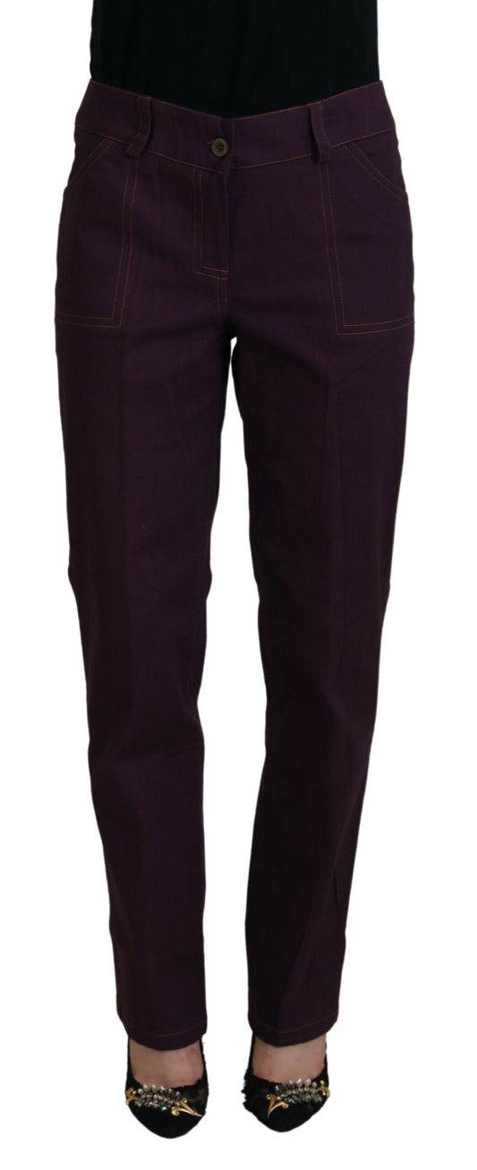 BENCIVENGA Elegant Tapered Purple Cotton Pants BENCIVENGA