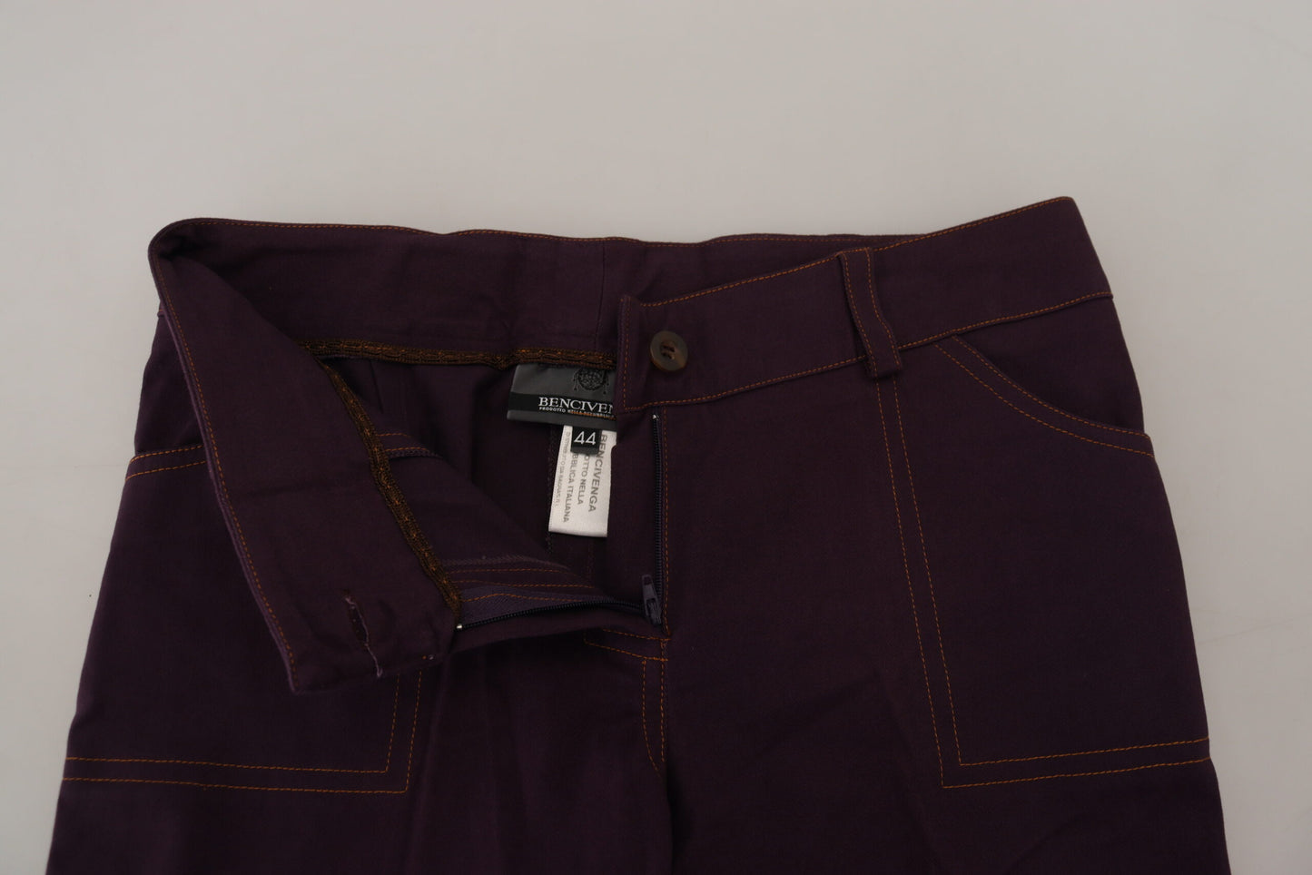 BENCIVENGA Elegant Tapered Purple Cotton Pants BENCIVENGA