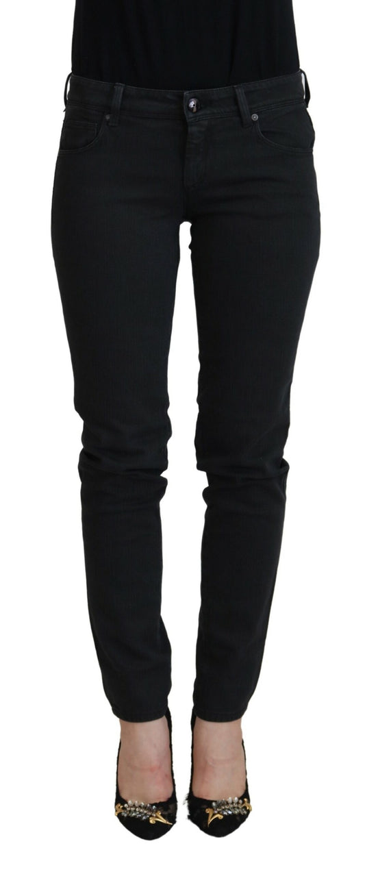 Ermanno Scervino Chic Low Waist Black Skinny Jeans Ermanno Scervino