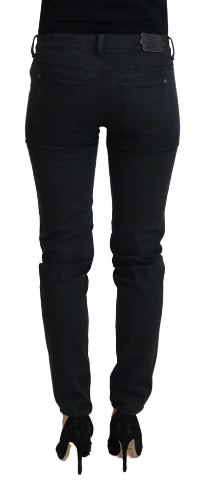 Ermanno Scervino Chic Low Waist Black Skinny Jeans Ermanno Scervino