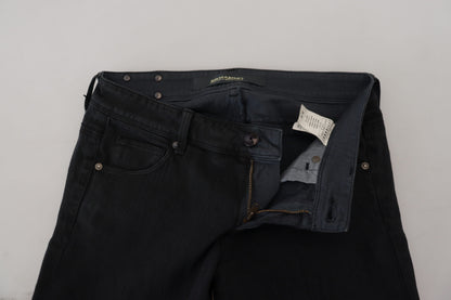 Ermanno Scervino Chic Low Waist Black Skinny Jeans Ermanno Scervino