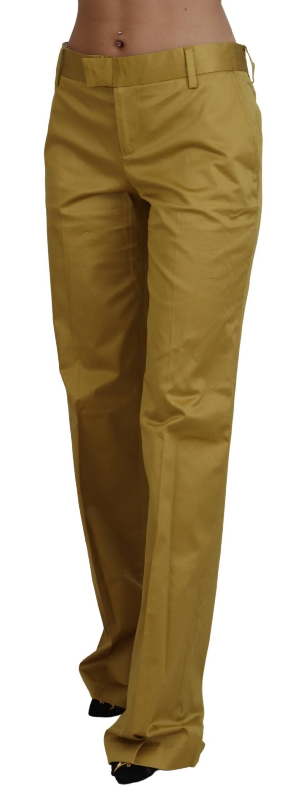 Just Cavalli Elegant Gold Straight Fit Pants Just Cavalli