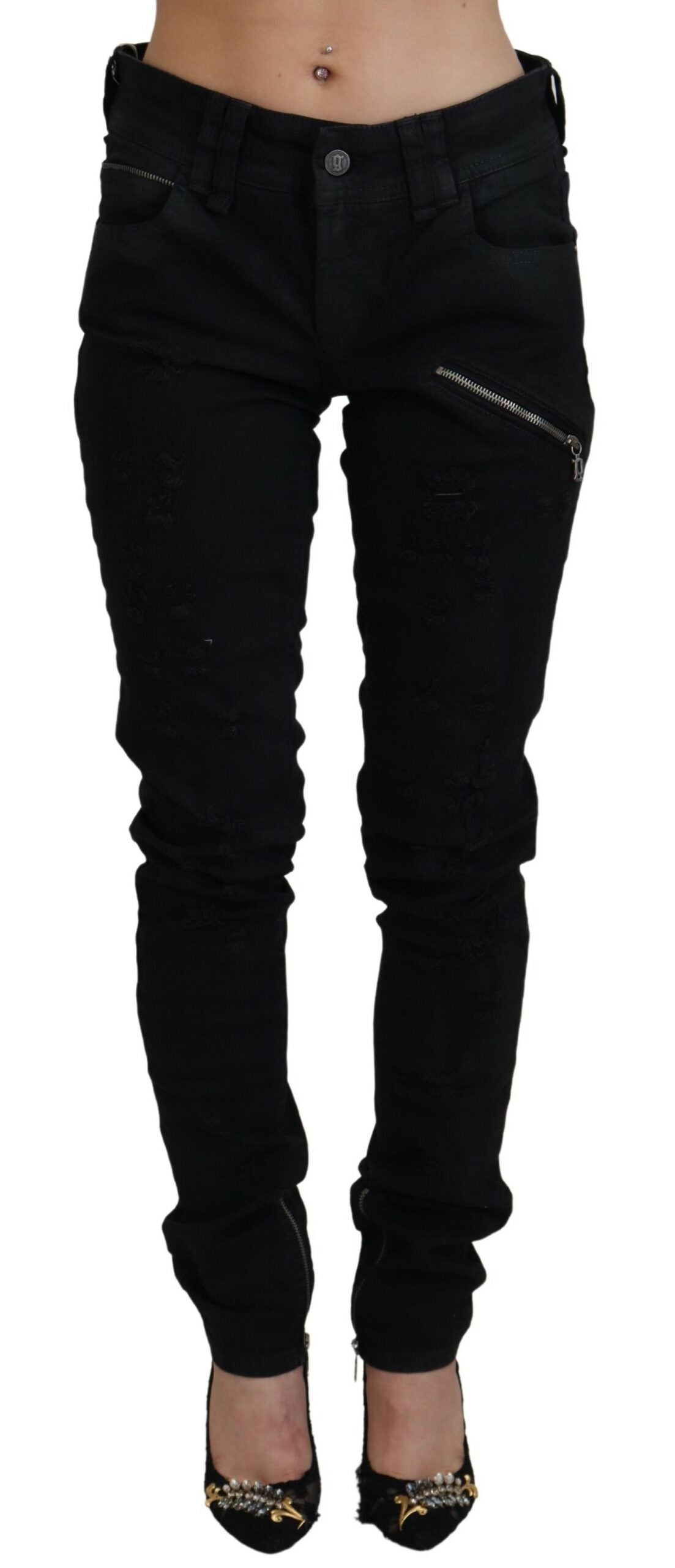 John Galliano Chic Mid Waist Flared Black Jeans John Galliano