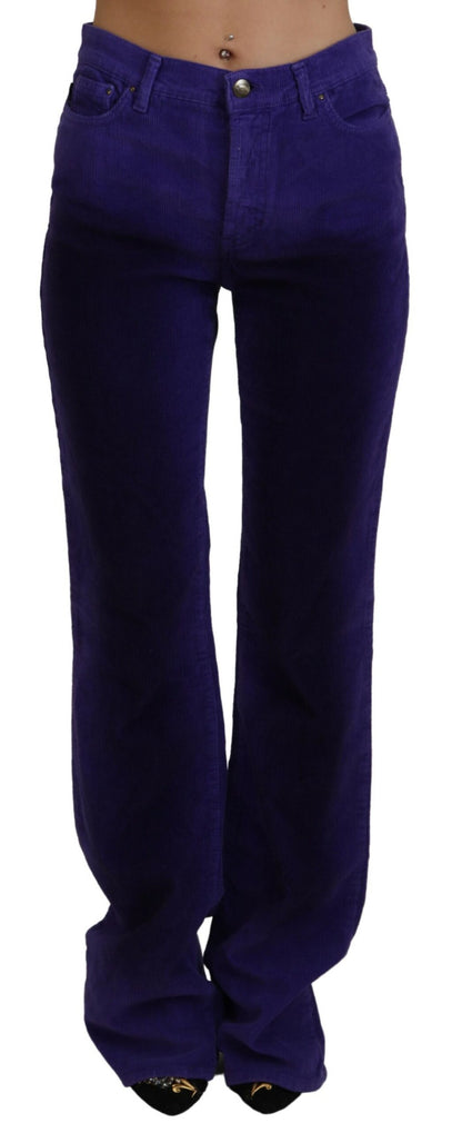 Just Cavalli Elegant Purple Corduroy Straight Fit Pants Just Cavalli