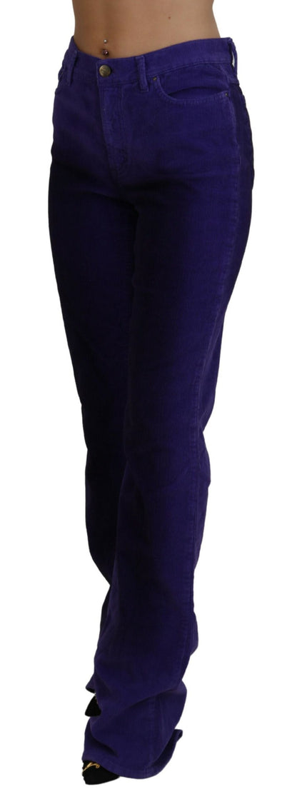 Just Cavalli Elegant Purple Corduroy Straight Fit Pants Just Cavalli