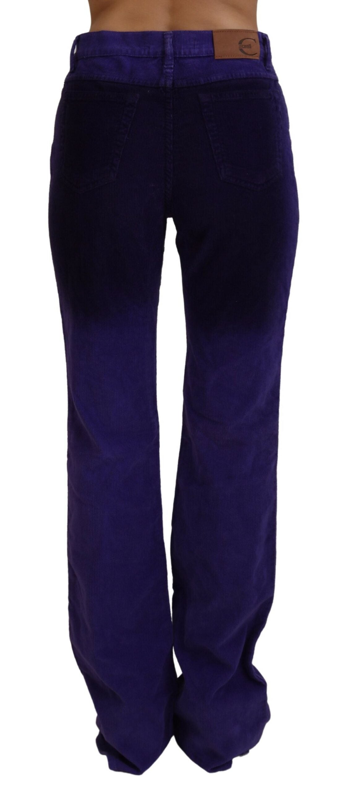 Just Cavalli Elegant Purple Corduroy Straight Fit Pants Just Cavalli