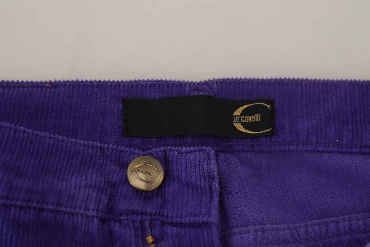 Just Cavalli Elegant Purple Corduroy Straight Fit Pants Just Cavalli