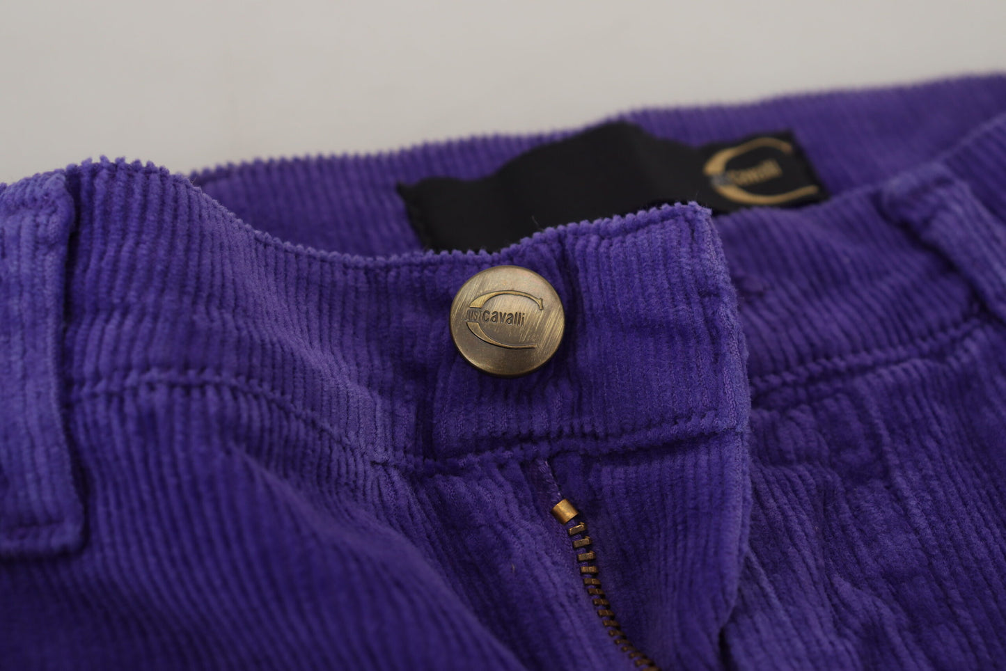 Just Cavalli Elegant Purple Corduroy Straight Fit Pants Just Cavalli