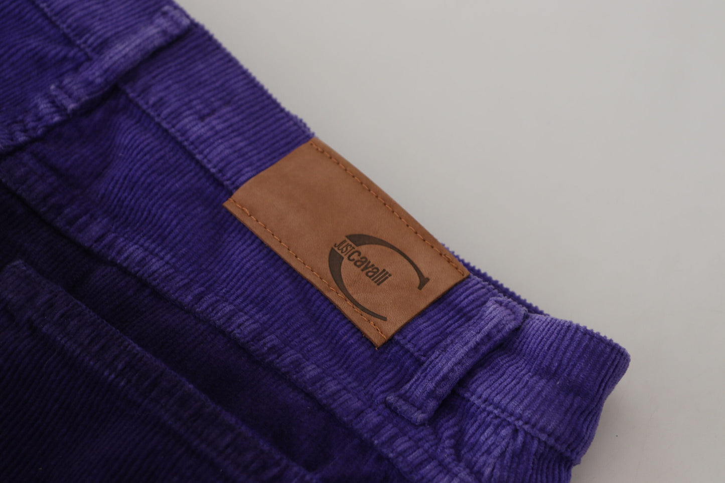 Just Cavalli Elegant Purple Corduroy Straight Fit Pants Just Cavalli