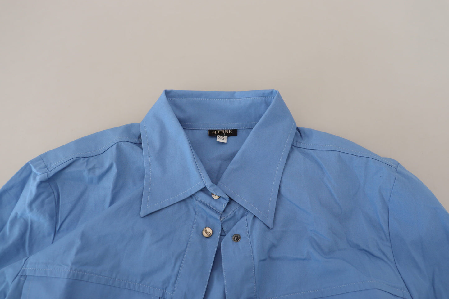 Ferre Elegant Blue Cotton Long Sleeve Polo Top Ferre