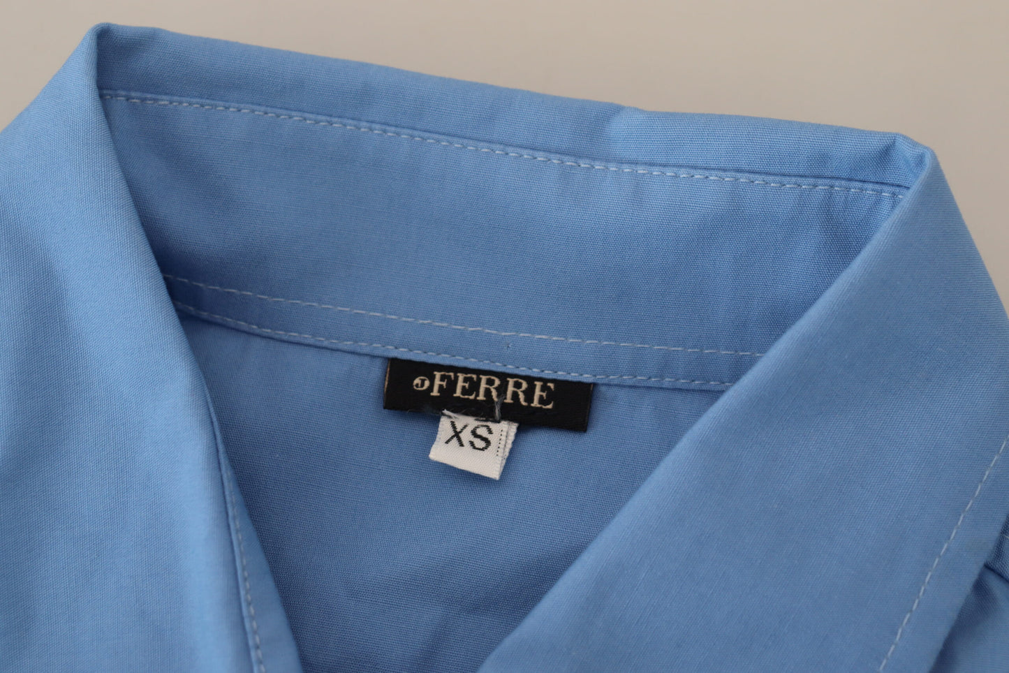 Ferre Elegant Blue Cotton Long Sleeve Polo Top Ferre