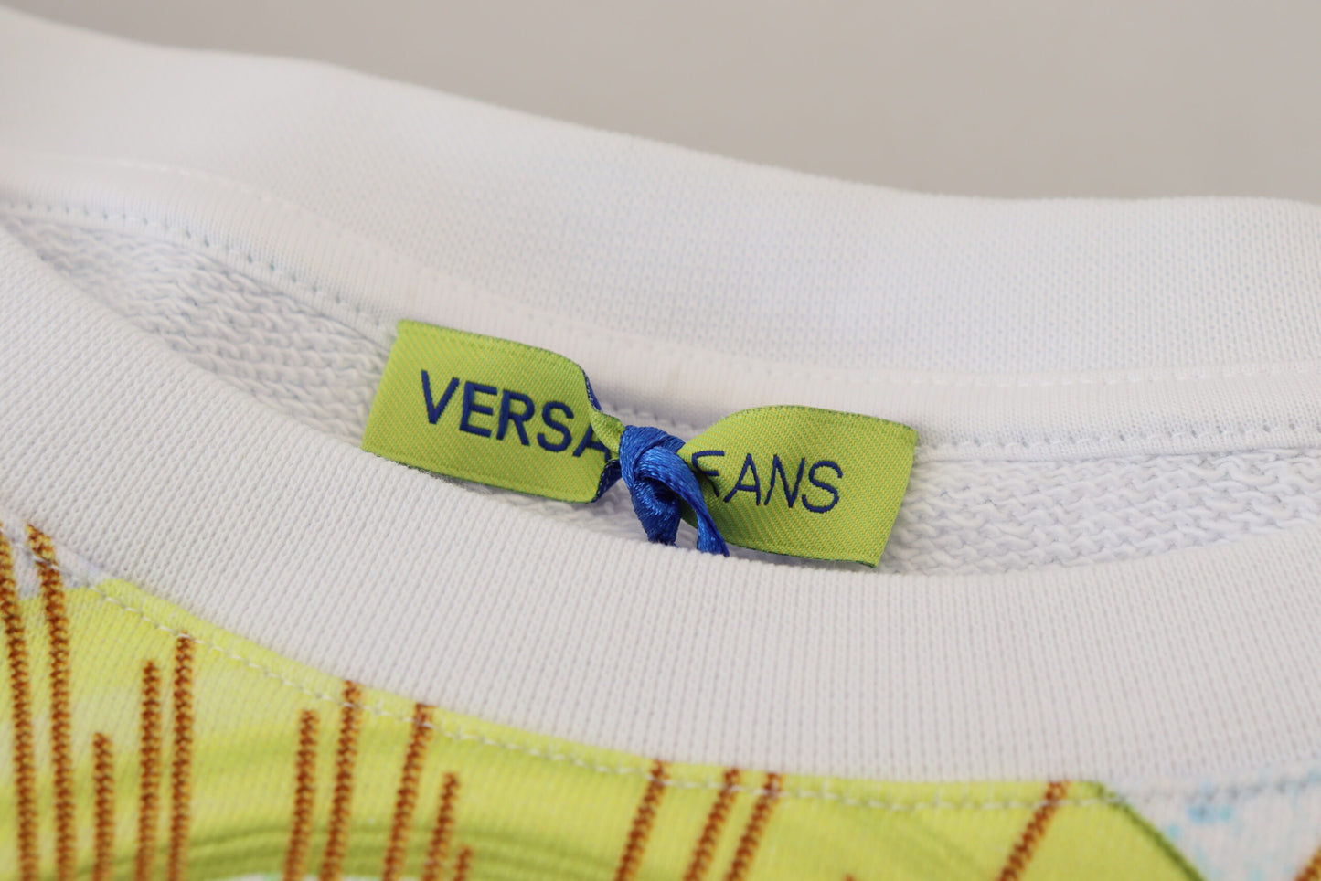 Versace Jeans Elegant White Graphic Crew Neck Sweater Versace Jeans