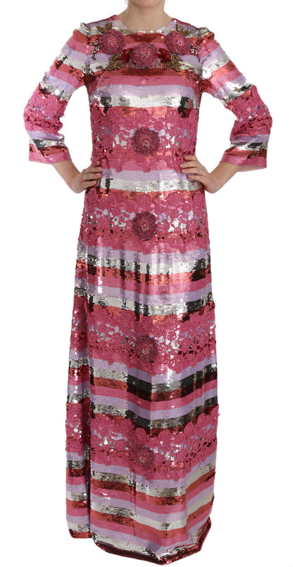 Dolce & Gabbana Opulent Pink Sequined Floor-Length Dress Dolce & Gabbana