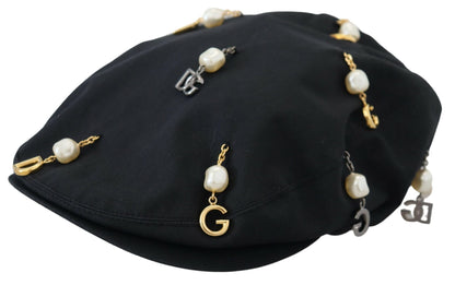 Dolce & Gabbana Elegant Black Cotton Newsboy Hat Dolce & Gabbana