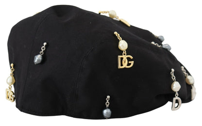 Dolce & Gabbana Elegant Black Cotton Newsboy Hat Dolce & Gabbana