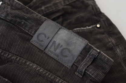 Costume National Stylish Gray Corduroy Denim Jeans Costume National