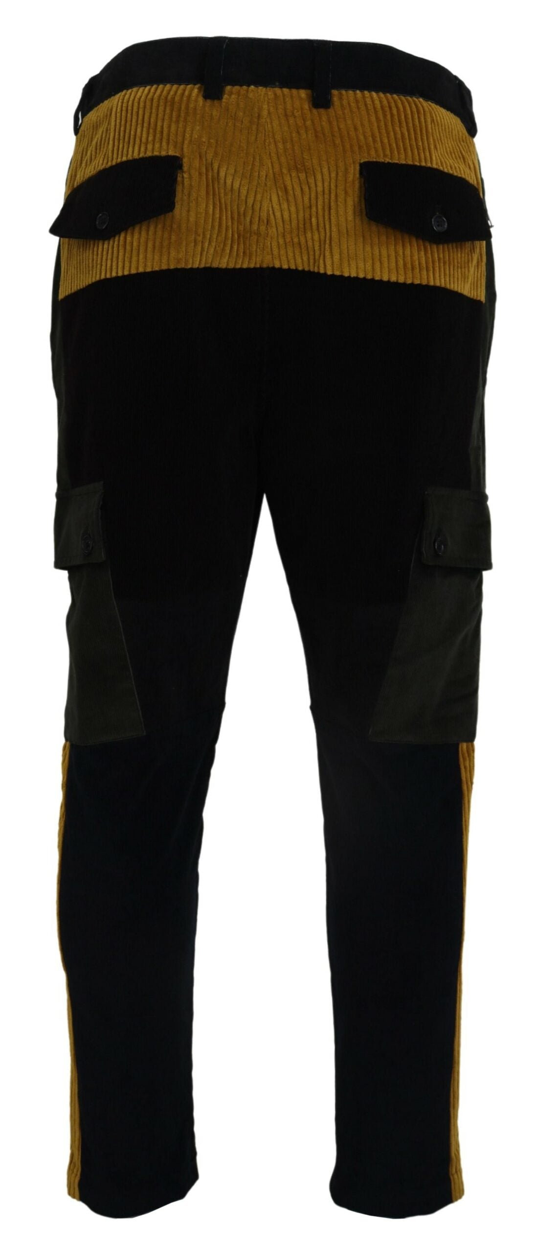 Dolce & Gabbana Elegant Black Tapered Trousers with Yellow Accent Dolce & Gabbana