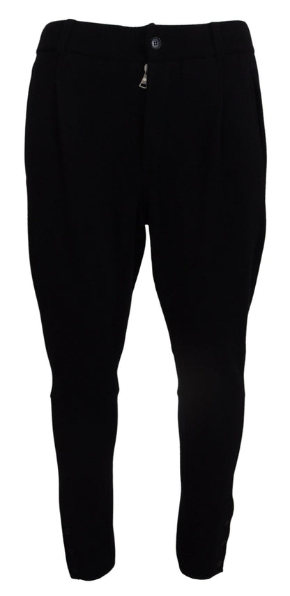 Dolce & Gabbana Elegant Black Tapered Wool Trousers Dolce & Gabbana