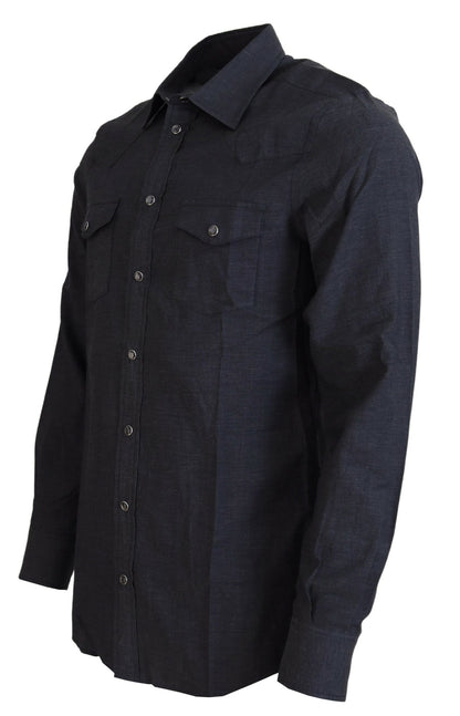 Dolce & Gabbana Elegant Gray Cotton Collared Shirt Dolce & Gabbana