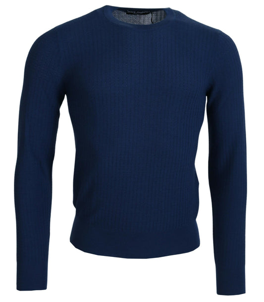 Dolce & Gabbana Elegant Blue Cashmere-Silk Men's Pullover Dolce & Gabbana