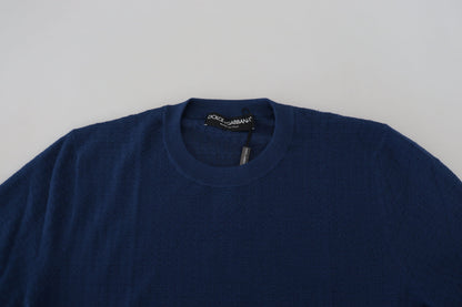 Dolce & Gabbana Elegant Blue Cashmere-Silk Men's Pullover Dolce & Gabbana