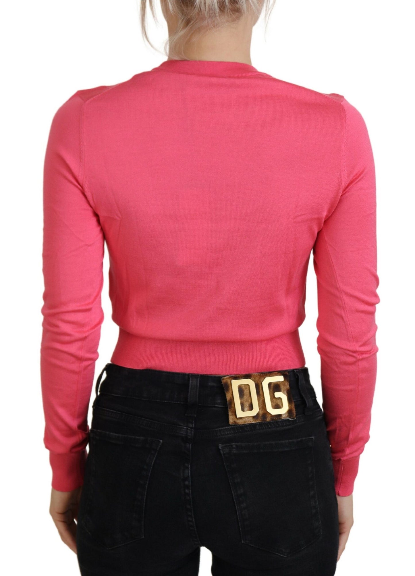 Dolce & Gabbana Elegant Pink Cropped Crewneck Sweater Dolce & Gabbana