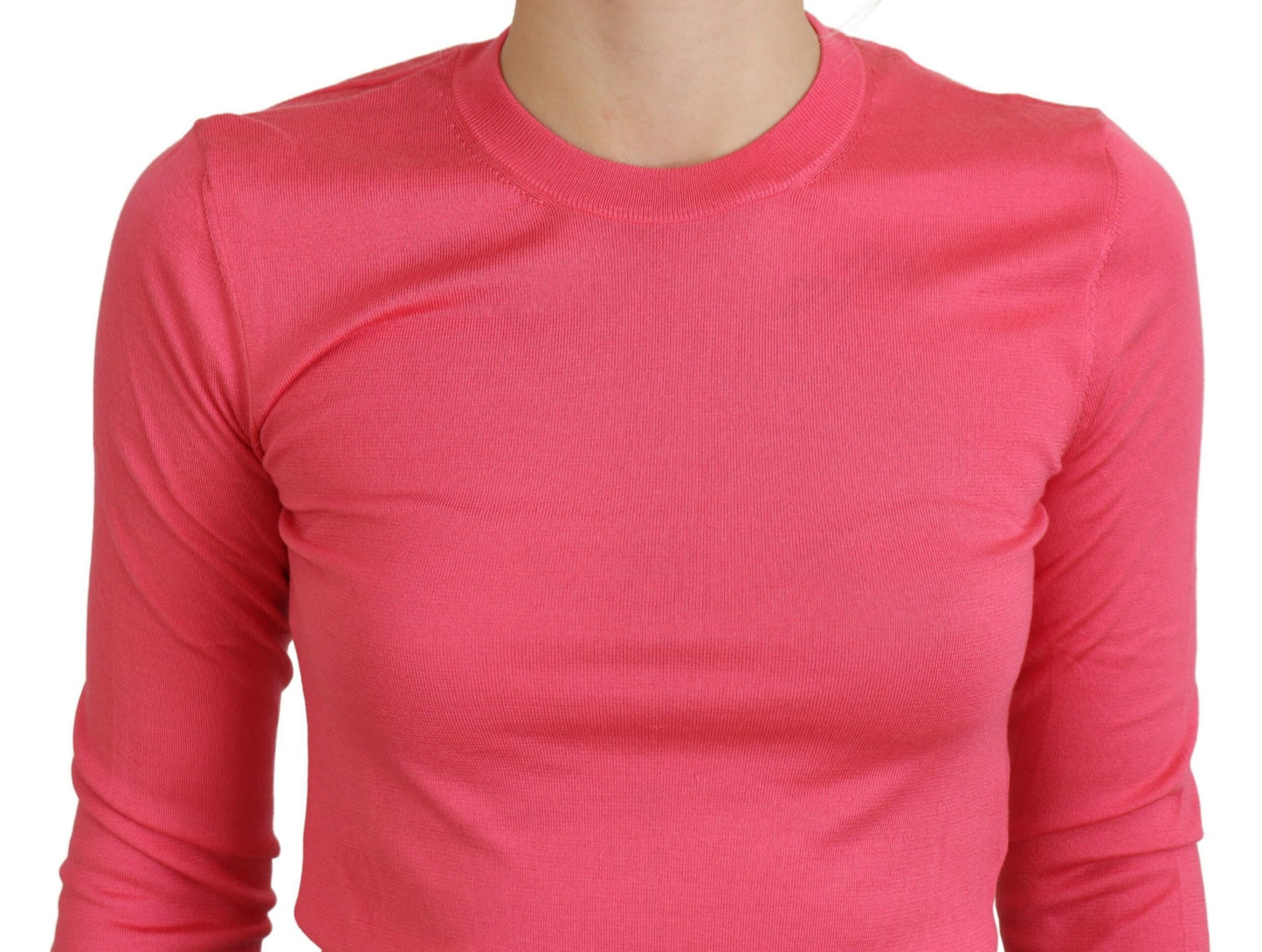 Dolce & Gabbana Elegant Pink Cropped Crewneck Sweater Dolce & Gabbana