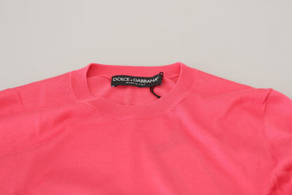 Dolce & Gabbana Elegant Pink Cropped Crewneck Sweater Dolce & Gabbana