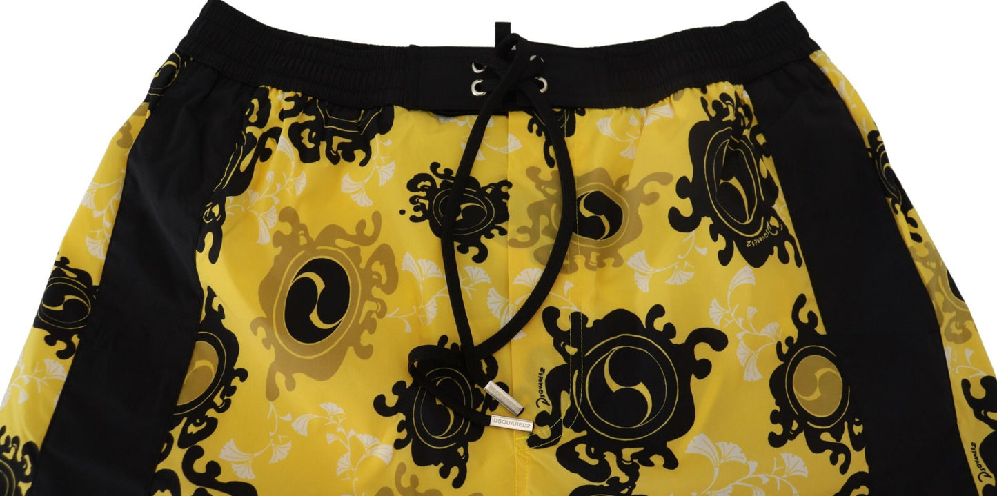 Dsquared² Yellow Block Print Swim Shorts Boxer Dsquared²