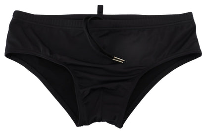 Dsquared² Elegant Black Swim Briefs with Orange Logo Dsquared²