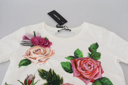 Dolce & Gabbana Elegant Multicolor Rose Print Cotton Tee Dolce & Gabbana