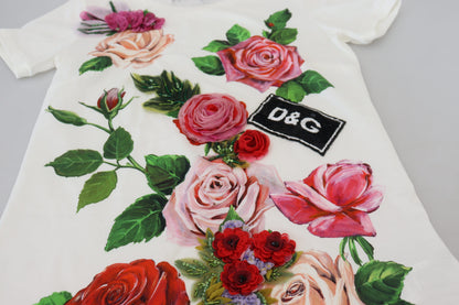 Dolce & Gabbana Elegant Multicolor Rose Print Cotton Tee Dolce & Gabbana