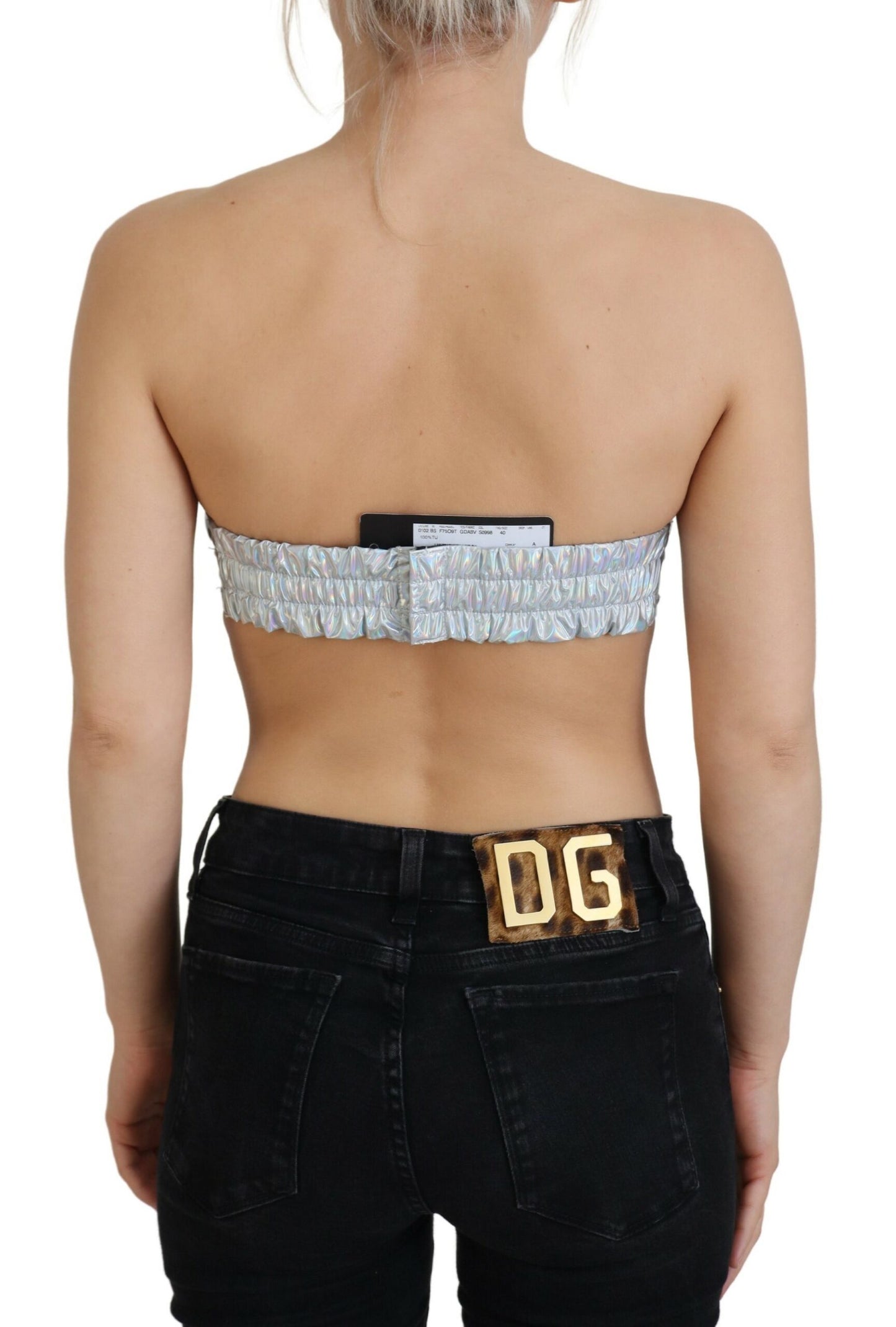 Dolce & Gabbana Silver Shimmer Bustier Top Dolce & Gabbana